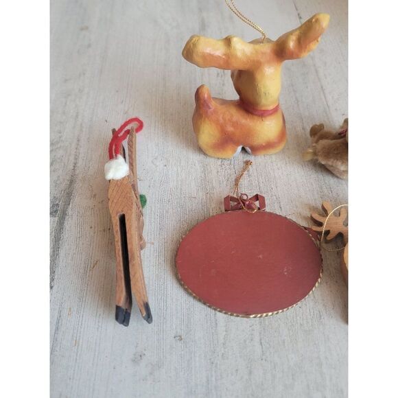 Vintage Rudolph figure reindeer ornament Bell Xmas unique set - Picture 7 of 9